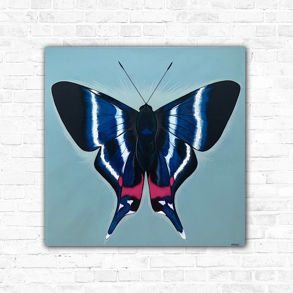 A Touch of Fuchsia: Original Mixed Media Butterfly Wall Art