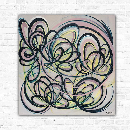 Abstract Blooms I - Original abstract painting with a floral twist.